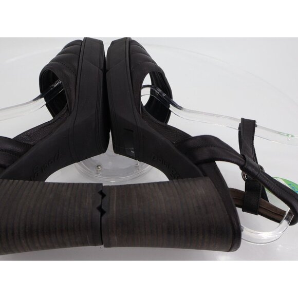 Paul Green Leslie Heel Black Leather Open Toe Ankle Strap Sandal Size US 9.5 - Picture 8 of 13